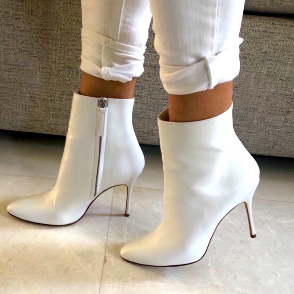 Manolo Blahnik Calf Leather Heeled Ankle Boots. Size 39,5 - Picture 1 of 6